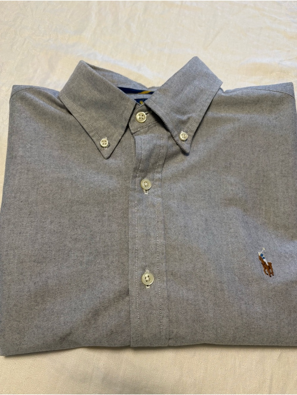 Ralph Lauren Men’s Grayish Blue-Button Down Polo Oxford Shirt